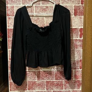 Final Touch Black Cropped Off Shoulder Long Sleeve